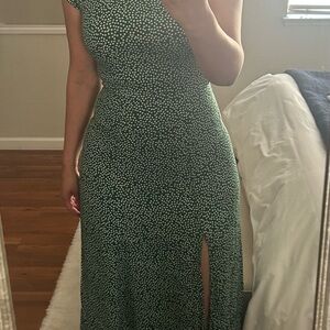 Reformation Green Sheath Midi Dress for Wedding Guest